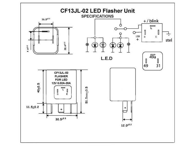 LED-Blinkrele 12V 0.02A - 20A - CF13