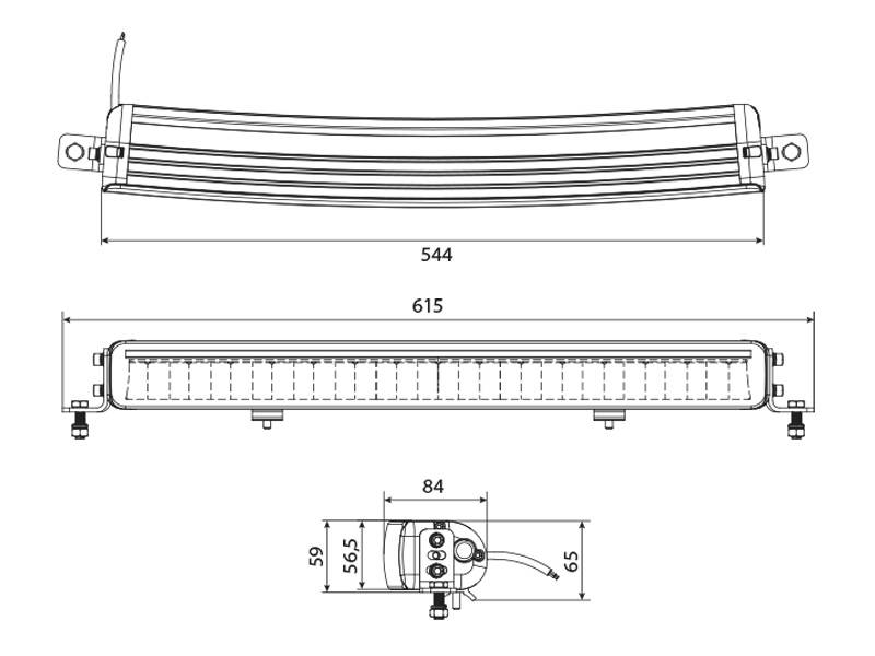 W-Light Comber II Buet LED-bar 544mm Ekstralys (12V/24V)