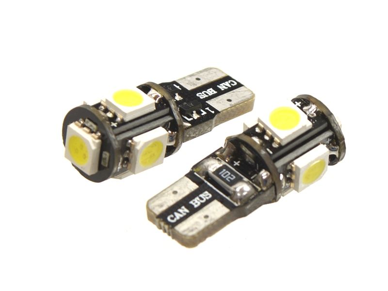 5xSMD-LED W5W sokkel, 2 stk - 24V