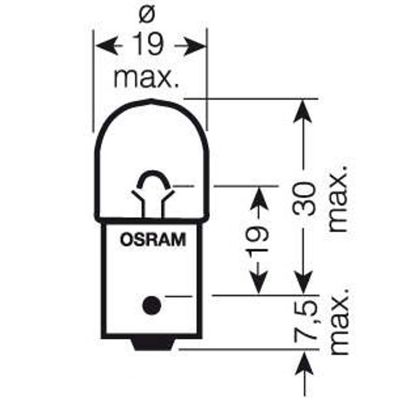 Osram 12V BA15S 5W 2 stk glødepærer